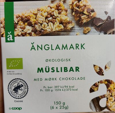 Økologisk Müslibar med mørk chokolade
