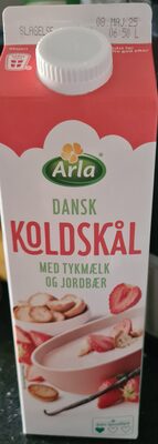 Koldskål med tykmælk og jordbær