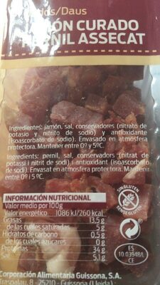Jamon curado dados