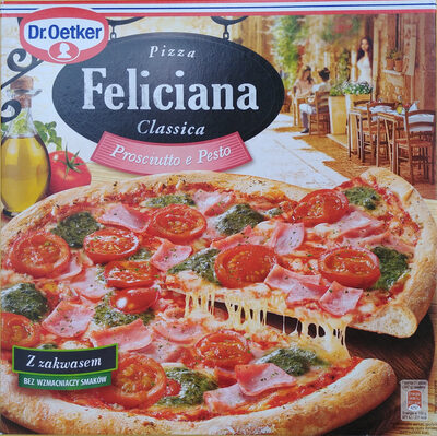 Pizza z szynką i sosem pesto, głęboko mrożona.