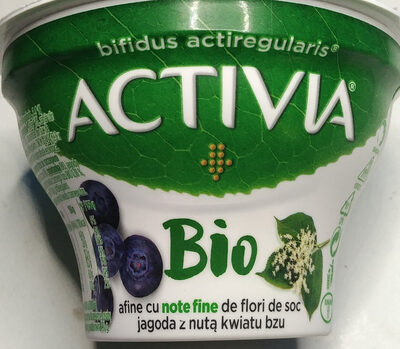 Jogurt Bio o smaku jagoda-kwiat czarnego bzu ze szczepem bakterii ActiRegularis.