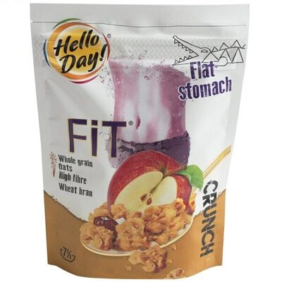 Hello Day! Fit Crunchy Cereals Oats With Wheat Bran Squares Raisins and Apples 225 G