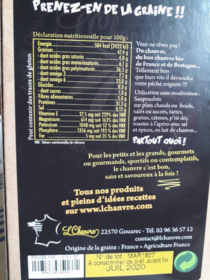 graines décortiquée chanvre biologique
