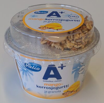 mango-kerrosjogurtti ja granola