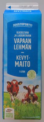 Ulkoilevan vapaan lehmän kevytmaito