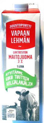 Vapaan lehmän laktoositon maitojuoma 3%