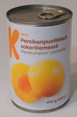 Persikanpuolikkaat sokeriliemessä