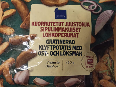 Kuorrutetut juuston- ja sipulinmakuiset lohkoperunat