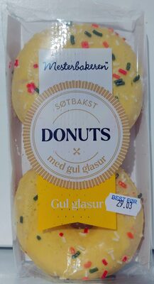 Søtbakst Donuts med gul glasut
