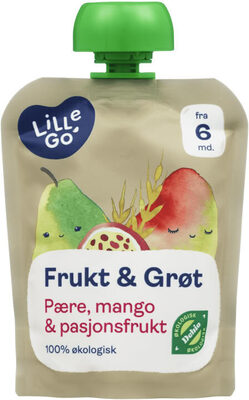 Frukt&Grøt Pære/Mango Økol 6mnd 90g Lillego