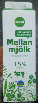 Mellanmjölk 1,5% fetthalt med lite längre hållbarhet.