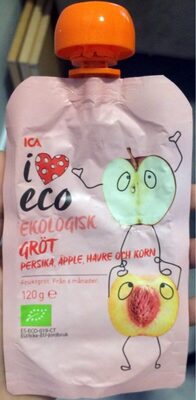 Ekologisk Gröt Persika, Äpple, Havre Och Korn