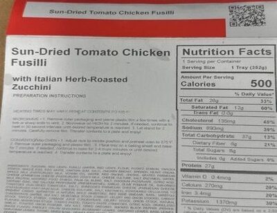 Sun dried tomato chicken fusilli