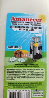 Producto Lácteo con grasa vegetal reconstituido y pasteurizado