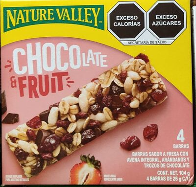 Barras de granola chocolate and fruit 4 pzs