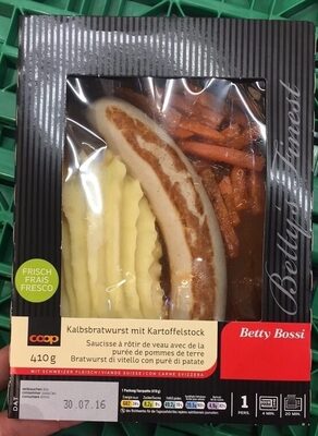 Veal roasting sausage with mashed potatoes
