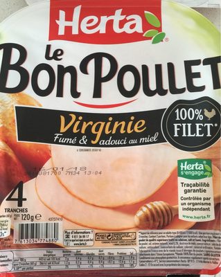 Filet de poulet fumé & adouci au miel Le Bon Poulet la barquette de 4 tranches 120 g