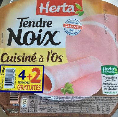 Tendre Noix Jambon Charcutier cuisiné à l'os la barquette de 6 tranches 210 g