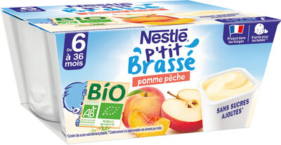 NESTLE P'TIT BRASSE BIO Pomme Pêche 4 x 90g - Dès 6 mois