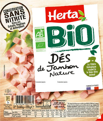 Dés de jambon nature BIO