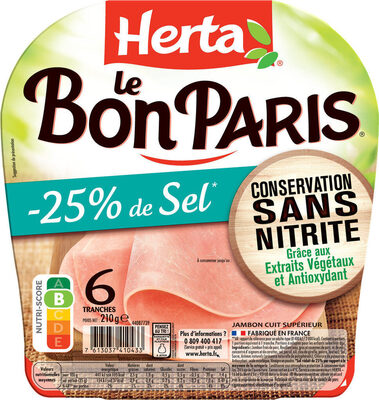 Le Bon Paris Jambon -25% de sel conservation sans nitrite