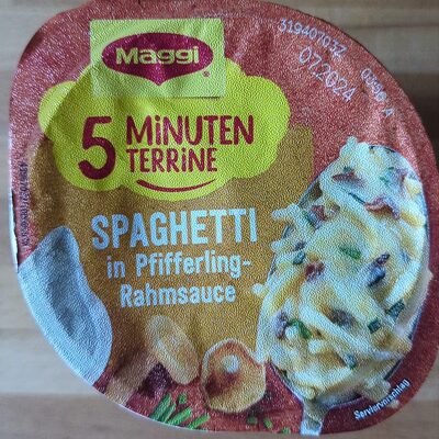 5 Minuten Terrine Spaghetti in Pfifferling-Rahmsauce