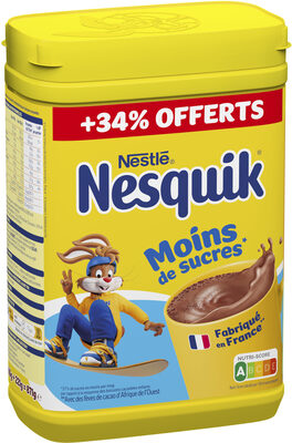 NESQUIK Moins de Sucres Poudre Cacaotée Boite 871g
