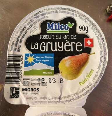Yogourt au lait de la Gruyère - poire