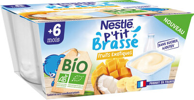 NESTLE P'TIT BRASSE fruits exotiques BIO 4x90g dès 6 mois