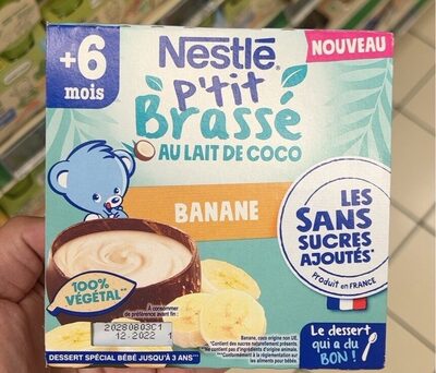 NESTLE P'TIT BRASSE au lait de coco Banane 4x90g dès 6 mois