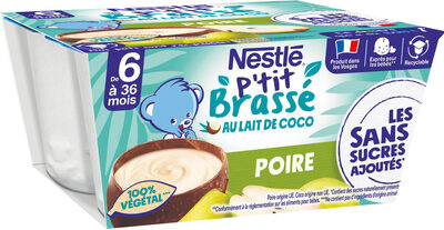 NESTLE P'TIT BRASSE au lait de coco Poire 4x90g dès 6 mois