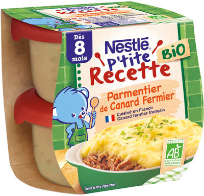NESTLE P'TITE RECETTE Parmentier de Canard Bio 2x190g - Dès 8 mois
