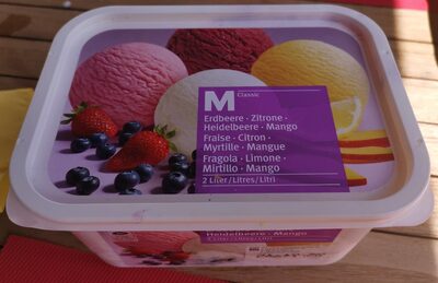 Glace à l'eau fraise/citron/myrtille/mangue