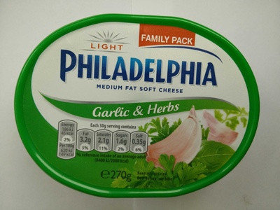 Philadelphia cream cheese garlic and herb light