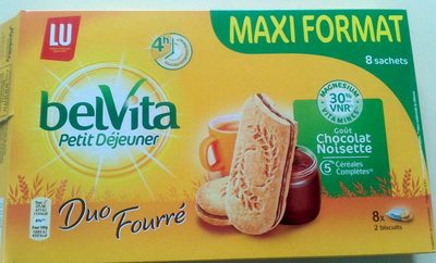 BelVita Petit Déjeuner Duo Fourré goût Chocolat Noisette