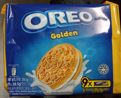 Golden Oren vanilla sandwich cookies with vanilla flavored cream