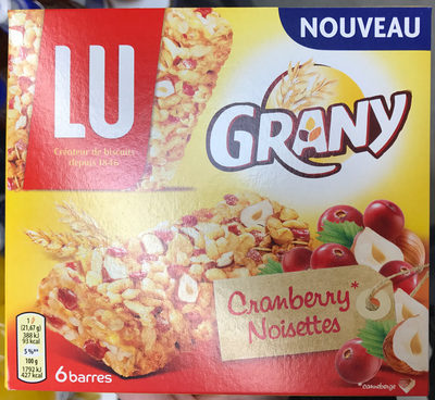 Grany - Barre céréalière à la canneberge et aux noisettes