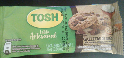 Tosh Estilo Artesanal Galletas de Arroz, Chía, Quinua, Chocolate y Almendras