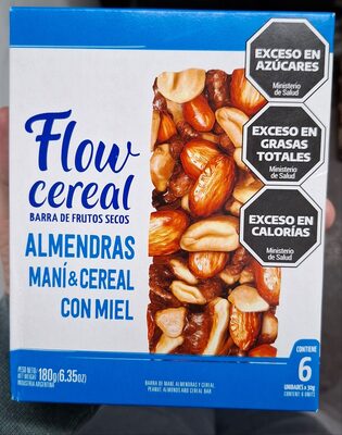 Barra de almendras, maní y cereal con miel