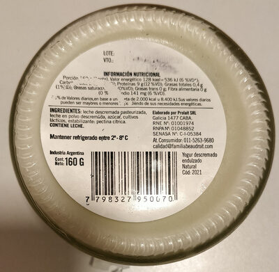 Yogur  Natural Descremado