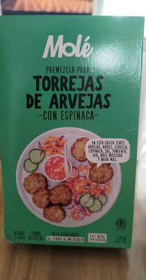 Molé torrejas de arvejas con espinaca, premezcla