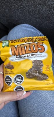 Galletas de arroz integral con cobertura sabor a chocolate semiamargo y naranja