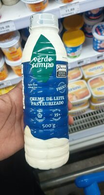 Creme De Leite Pasteurizado Bate Chantilly Verde Campo Garrafa 500g