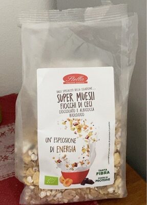 Super muesli fiocchi di ceci cioccolato e albicocca biologico