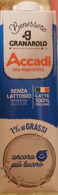 Latte Accadi alta digeribilità senza lattosio, 1% di grassi