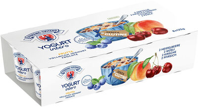 Yogurt intero - 125g x 8 - ciliegia | pesca | mirtilli | frutta e cereali - senza glutine