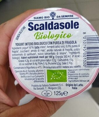 Yogurt scaldasole fragola bio