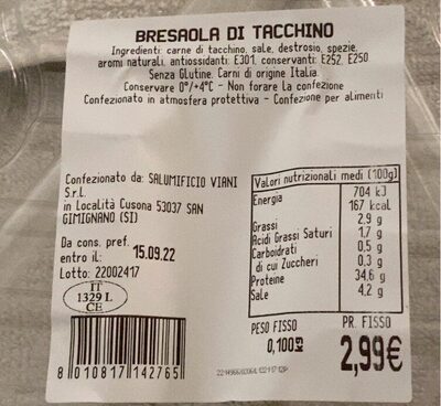 Bresaola di tacchino