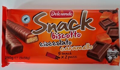 Snack biscotto cioccolato caramello