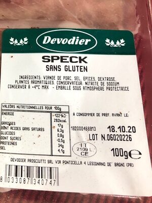 Speck sans gluten